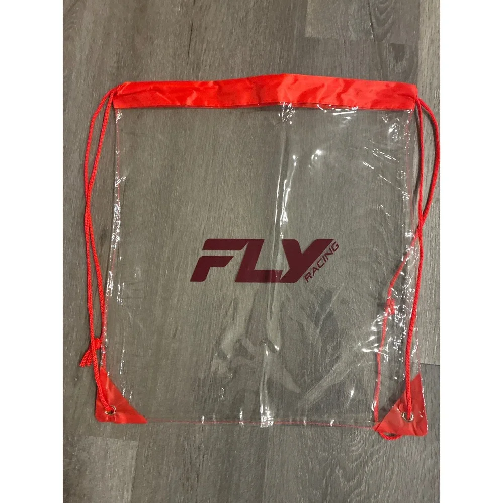Fly Racing Clear Drawstring Backpack Red Trim Stadium Approved Cinch Bag PVC - Picture 2 of 5